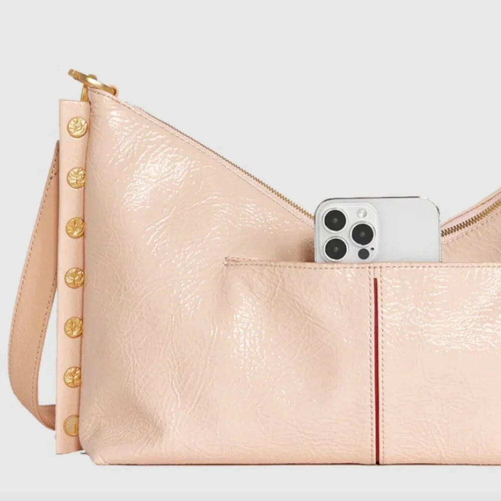 Hammitt Mr. G Champagne Pink Patent Leather Slouch Hobo Bag
